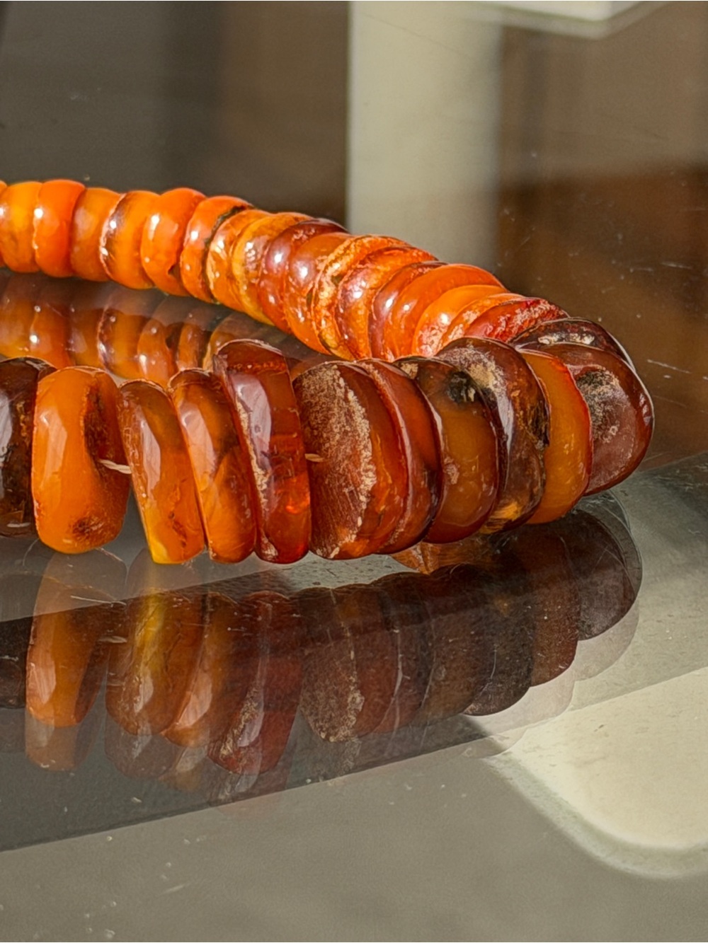 Vintage Soviet USSR Amber Necklace 70g, 60+ Years Old, Large Amber Beads - Picture 5 of 10